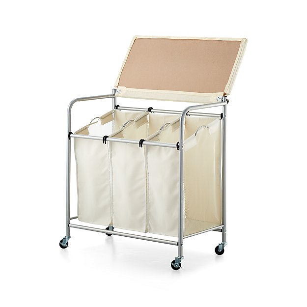 Triple Laundry Sorter with Ironing Board Crate and Barrel