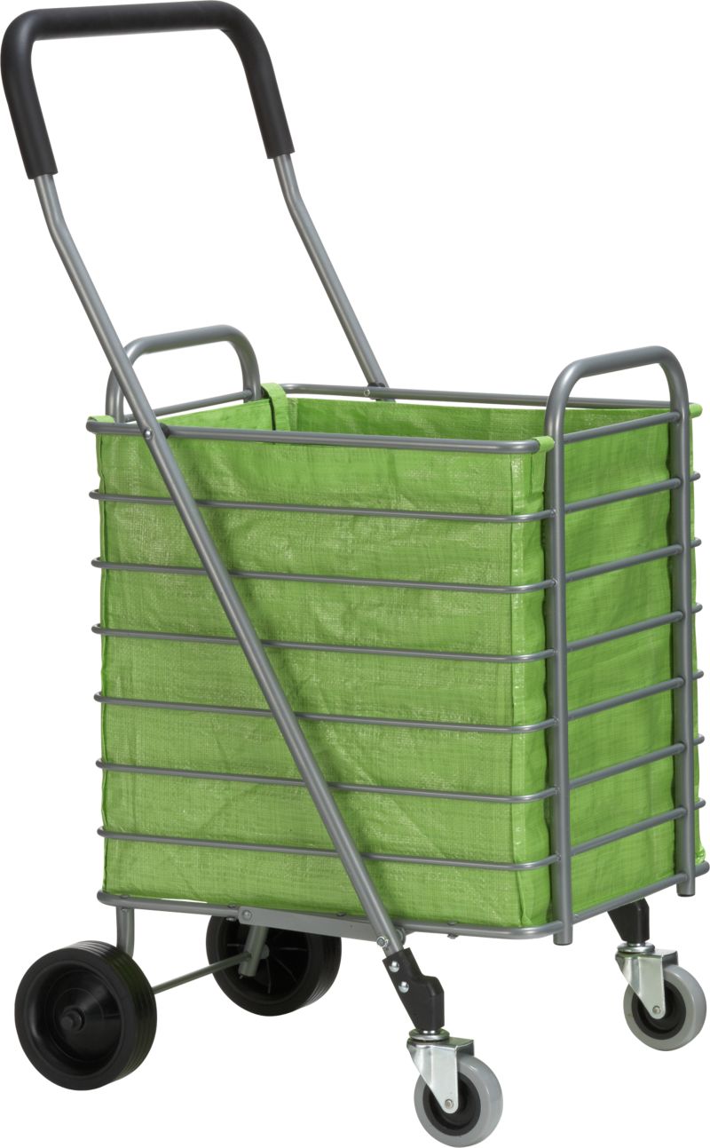 Folding Shopping Cart with Green Cart Liner