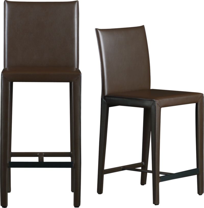 Folio Chocolate Leather Barstools