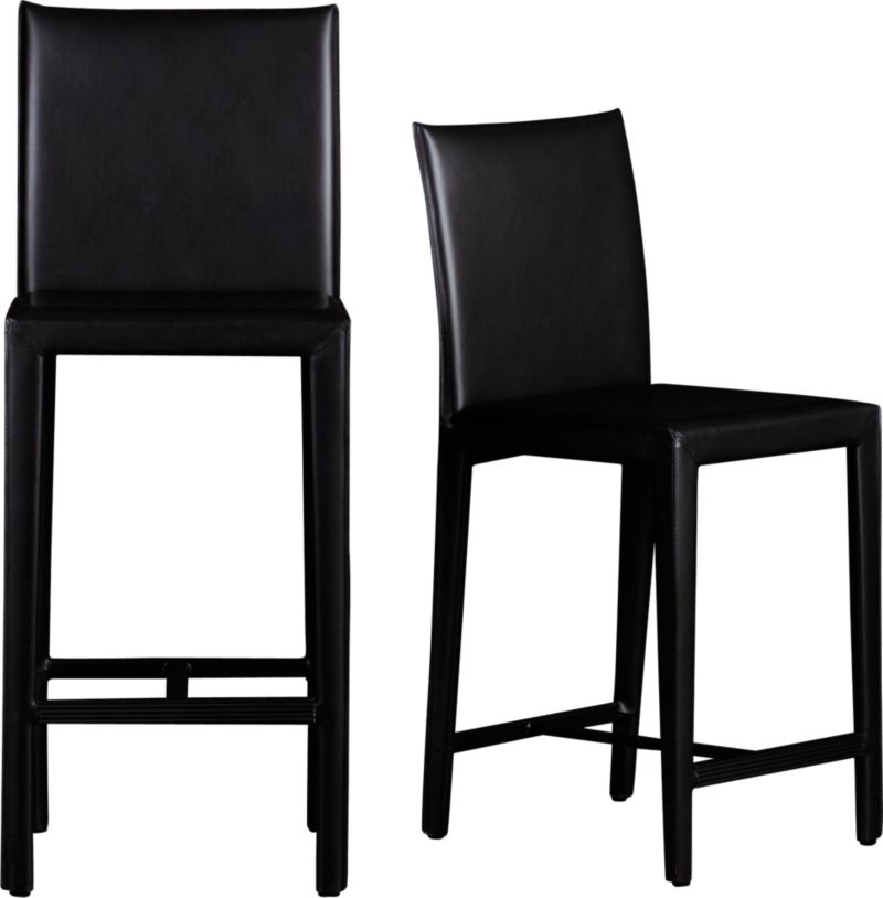 Folio Ebony Leather Barstools