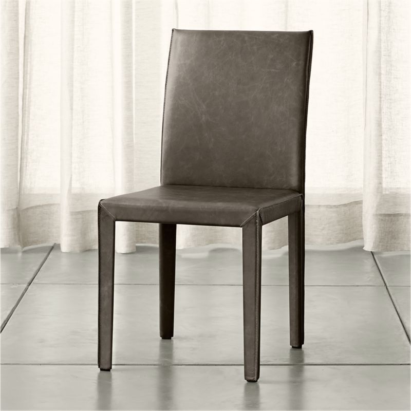 Folio Granite Grey Top-Grain Leather Dining Chair Allure: Granite