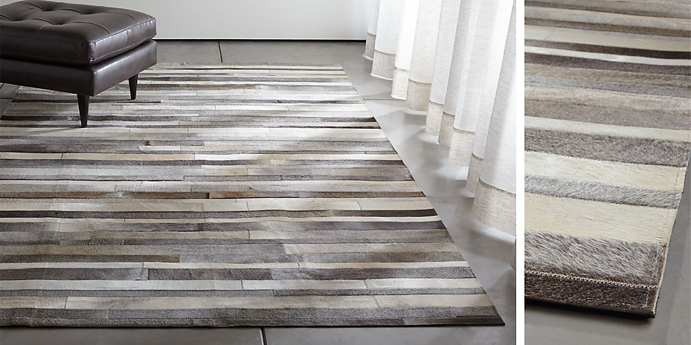 Fonda Grey Striped Cowhide Rug