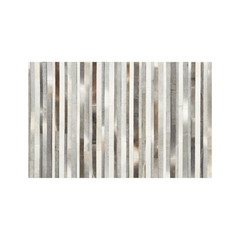 Fonda Grey Striped Cowhide 5'x8' Rug Crate and Barrel