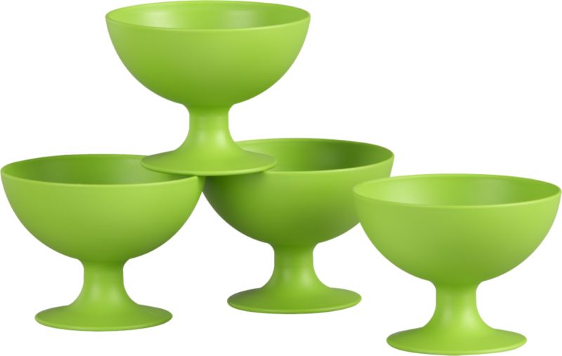 Set of 4 Footed Green Bowls