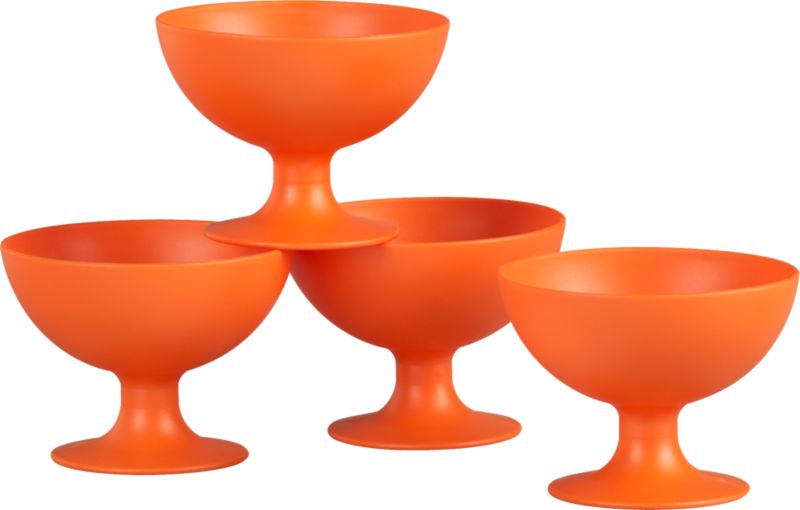 Set of 4 Footed Orange Bowls