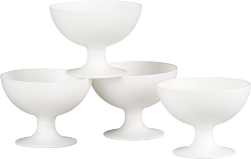 Set of 4 Footed White Bowls