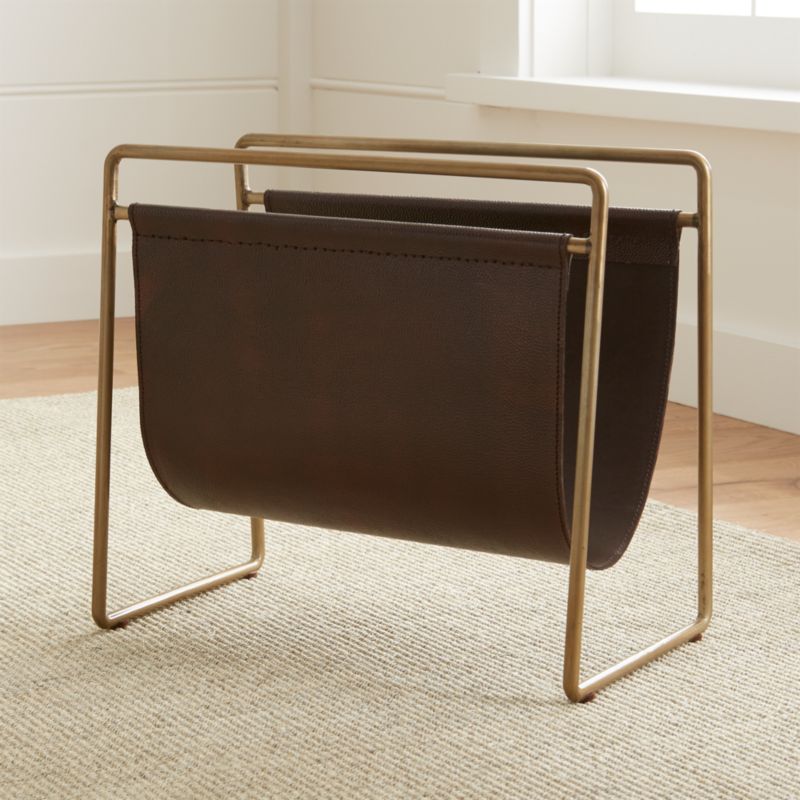 Galen Leather Magazine Rack Crate and Barrel