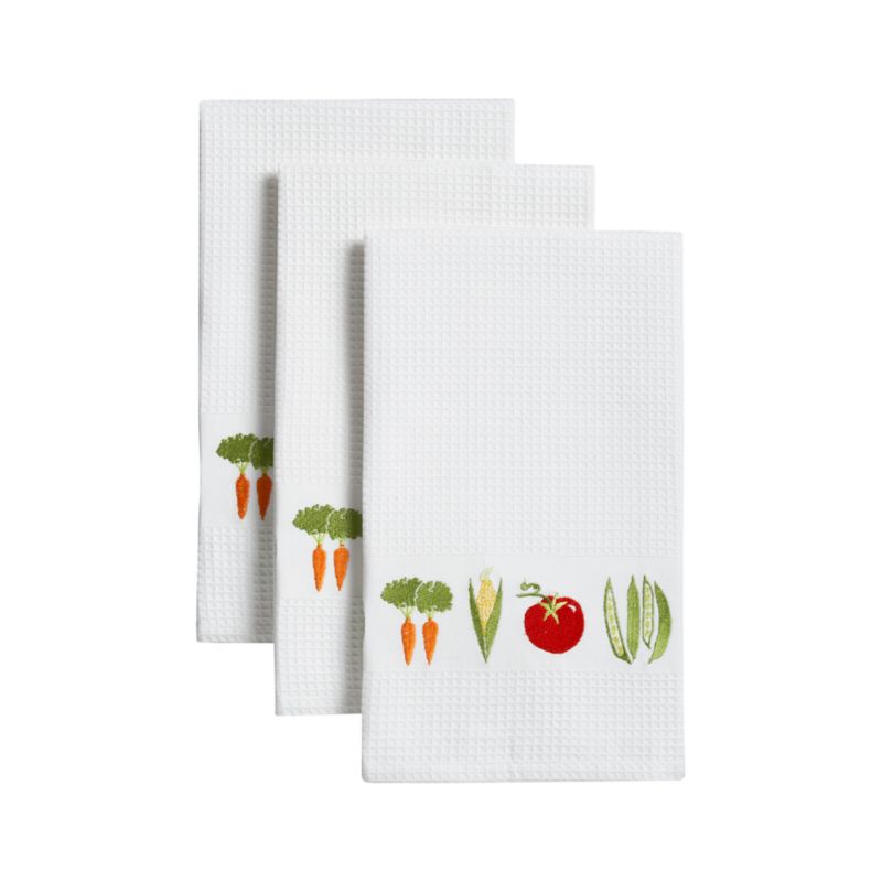Garden Harvest Embroidered Dishtowels Set of Three