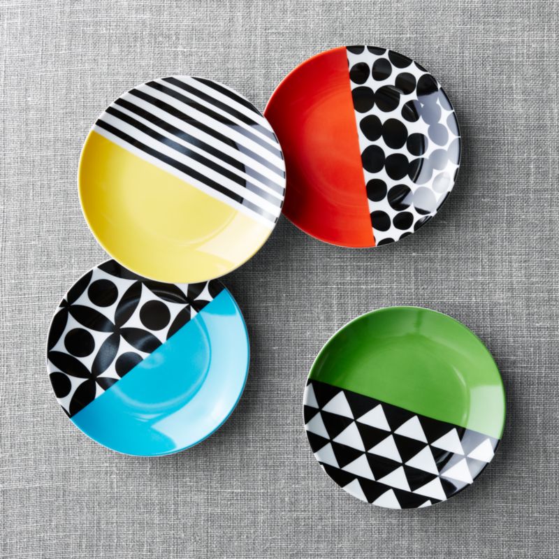 Set of 4 Geo Dot Appetizer Plates Crate and Barrel