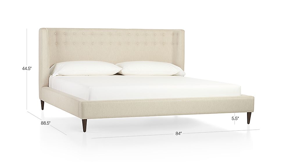 Gia Upholstered King Bed + Reviews Crate and Barrel