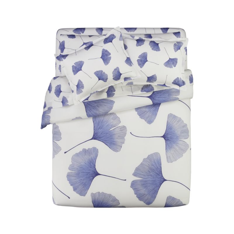 Marimekko Ginkgo Blue and Biloba Blue Bed Linens