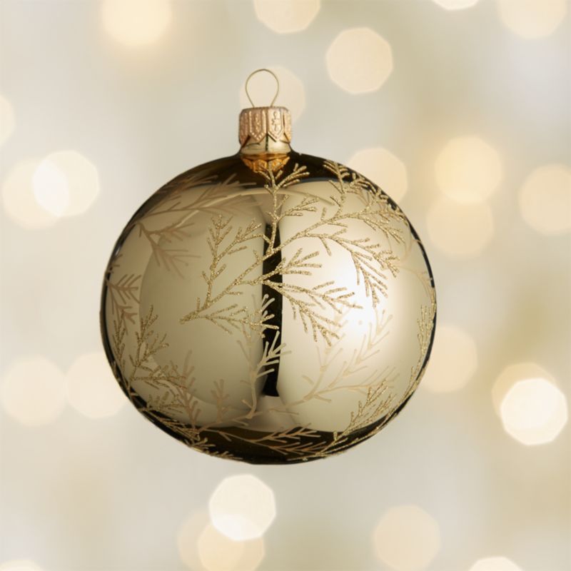 Glitter Pine Gold Ball Ornament Crate and Barrel