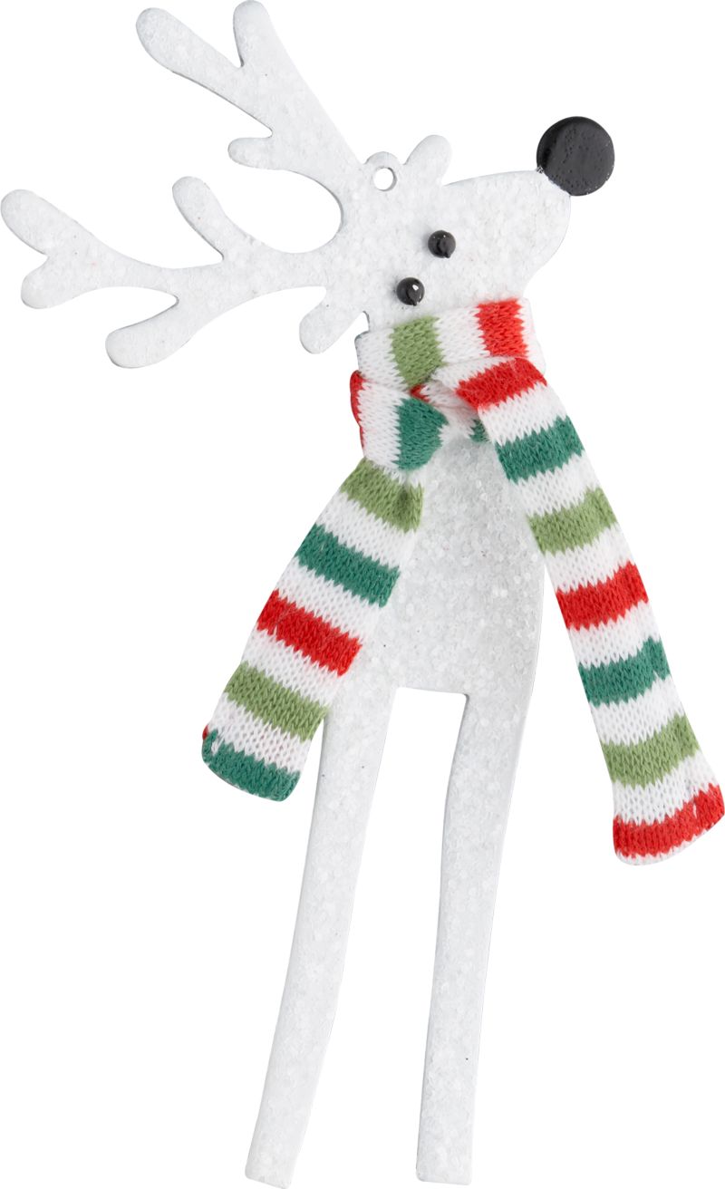 Glitter Reindeer with Scarf Ornament