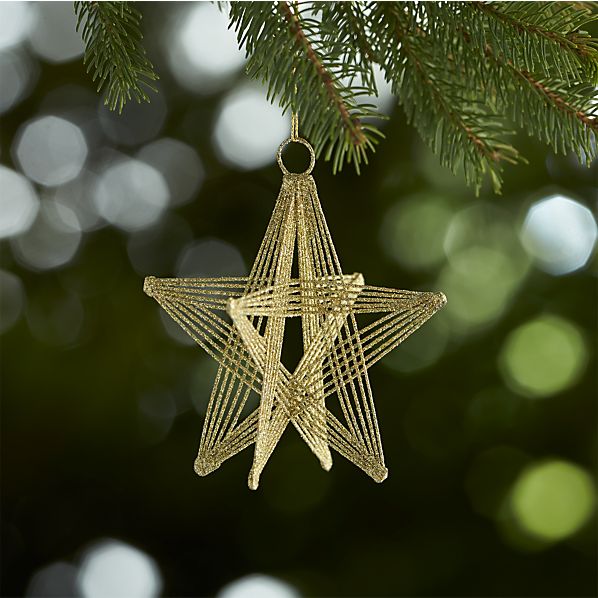 Champagne Gold Glitter Wire Star Ornament