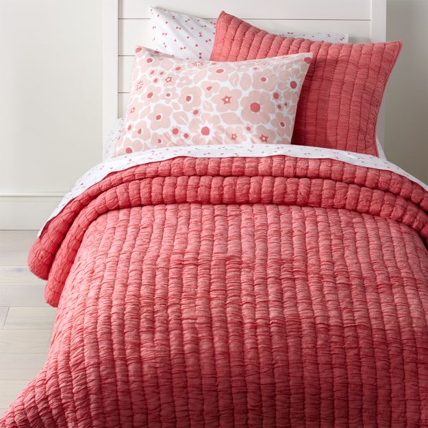 Pretty Prints Pink Twin Quilt + Reviews Crate and Barrel