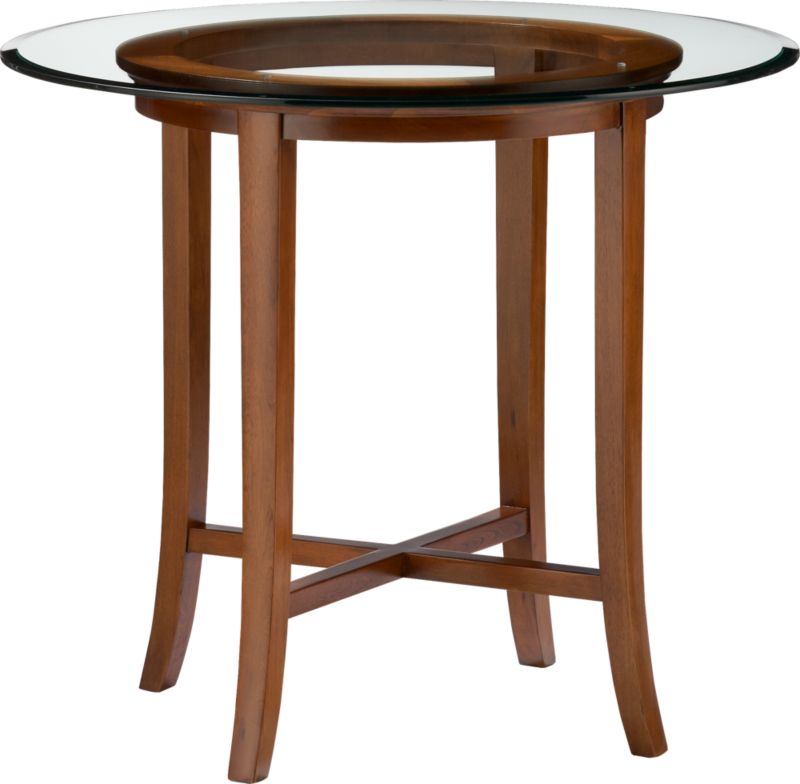 Halo Cognac 36" High Dining Table with 42" Glass Top