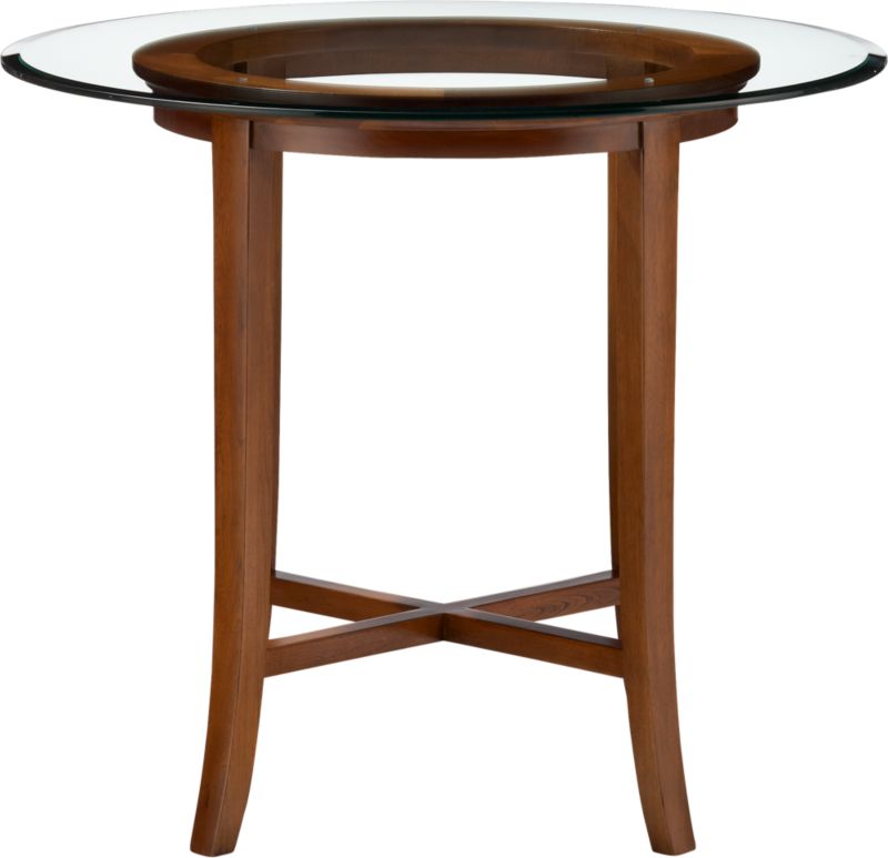 Halo Cognac 36" High Dining Table with 42" Glass Top