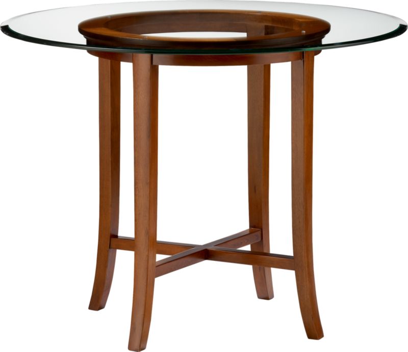 Halo Cognac 36" High Dining Table with 48" Glass Top