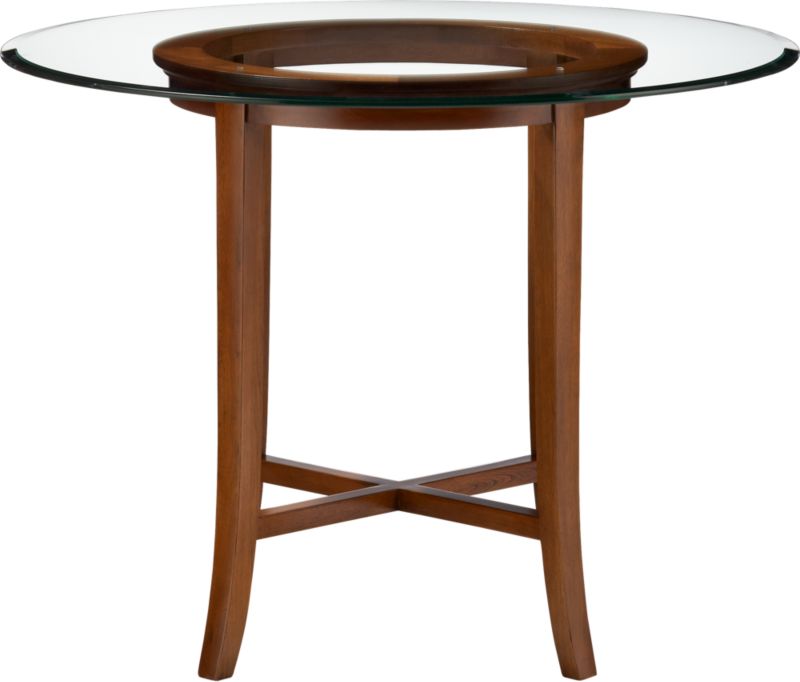 Halo Cognac 36" High Dining Table with 48" Glass Top