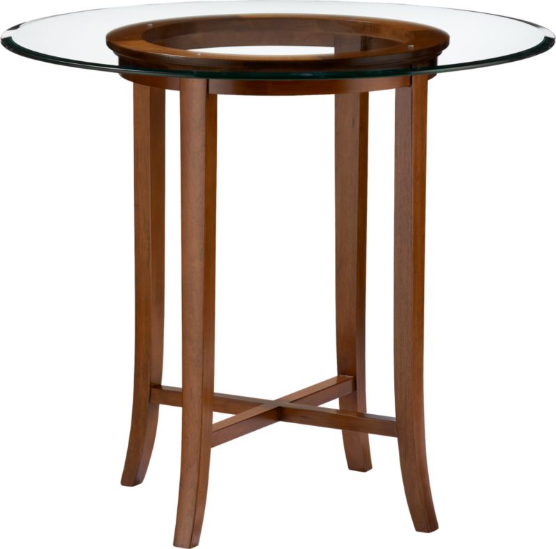 Halo Cognac 42" High Dining Table with 48" Glass Top