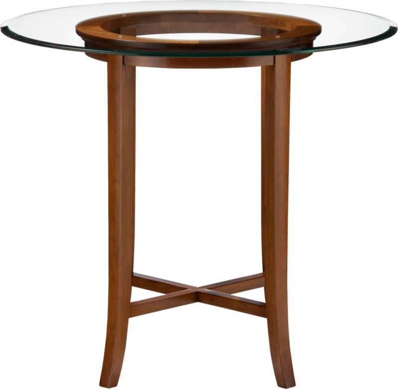Halo Cognac 42" High Dining Table with 48" Glass Top