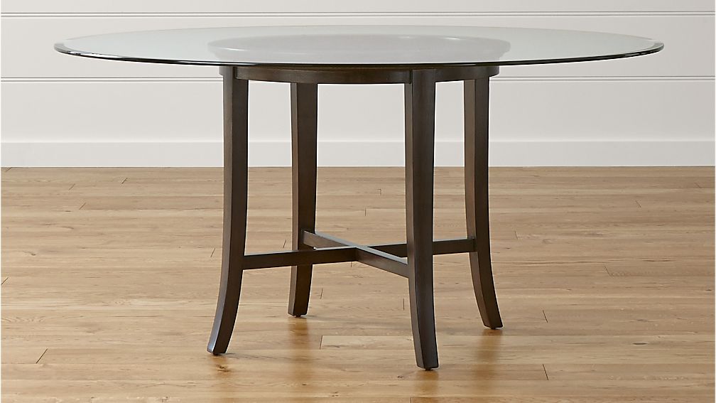 Halo Ebony Round Dining Table With 60 Glass Top Crate And Barrel