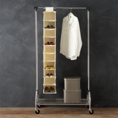 Twill 10-Section Hanging Shoe Bag