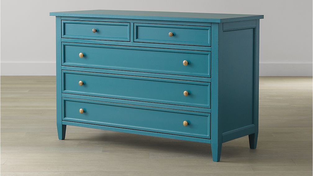 Harbor Blue 5Drawer Dresser in Harbor Blue Beds Crate and Barrel