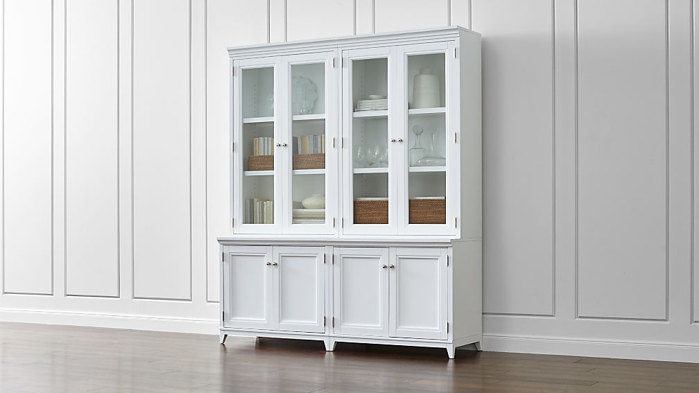 Harrison 4Piece White Modular Wall Unit/Glass Doors 72" Crate and Barrel