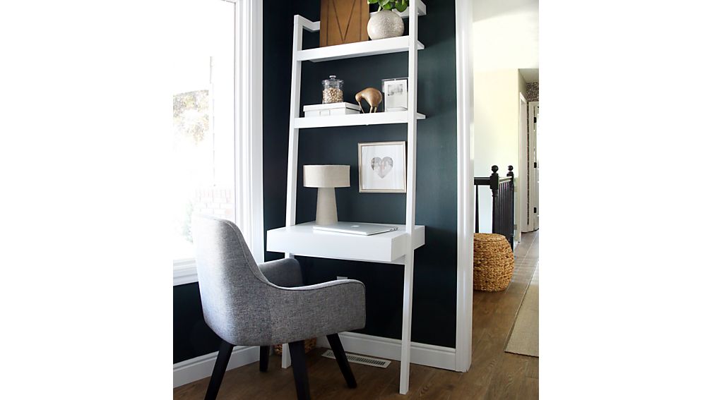 Sawyer White Leaning Desk Crate and Barrel