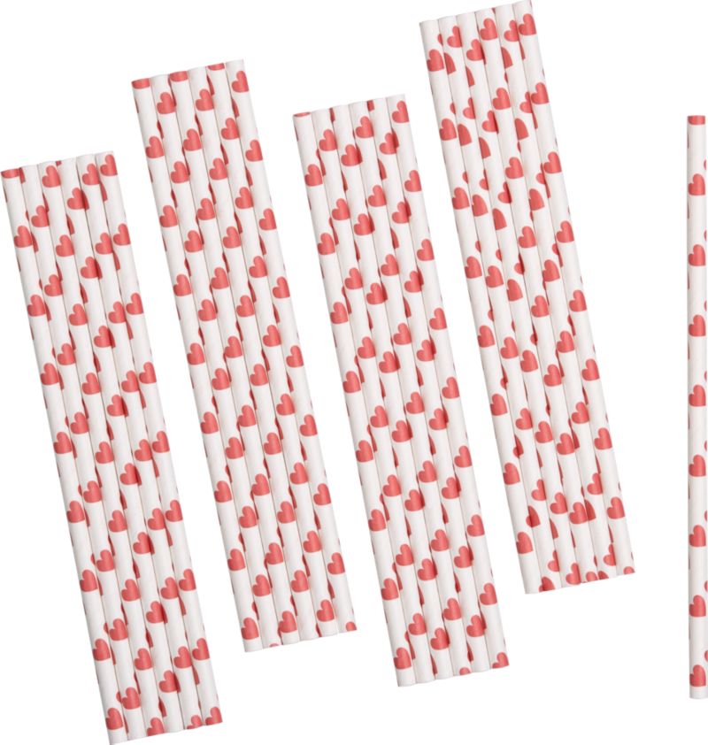 Set of 25 Hearts Paper Straws