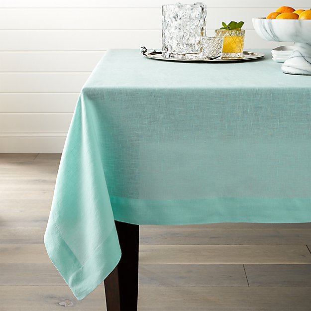 Helena 60"x120" Sky Blue Linen Tablecloth Crate and Barrel