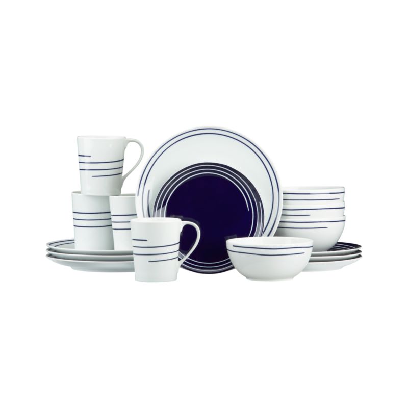 Helix 16-Piece Set with Blue Salad Plate: four four-piece place settings with blue salad plate.