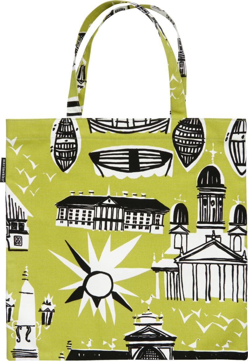 Marimekko Helsinki Espa Lime and Black Bag