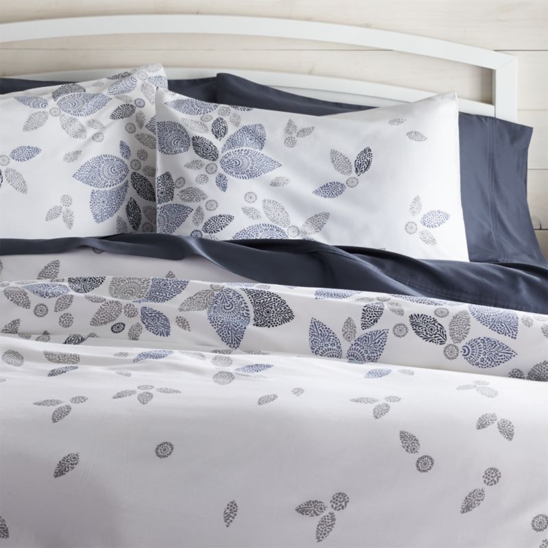 Henna Leaf Blue King Duvet Cover Crate and Barrel