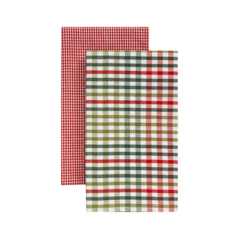 Set of 2 Holiday Plaid Dishtowels