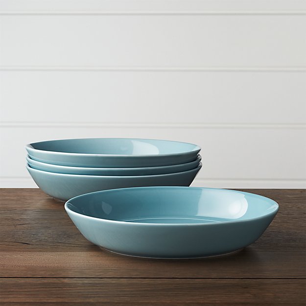 Set of 4 Hue Blue Low Bowls Crate and Barrel