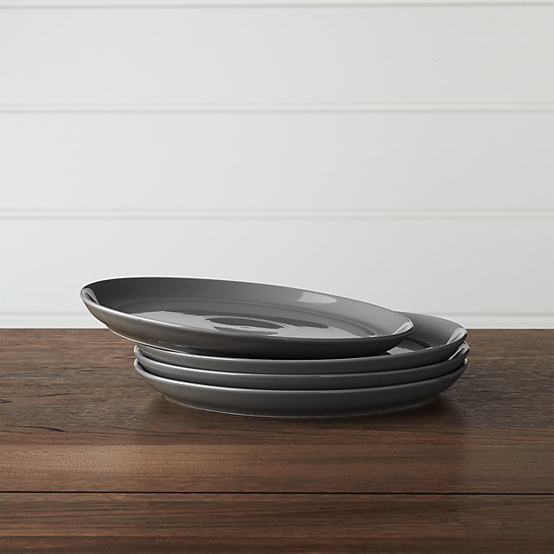 Set of 4 Hue Dark Grey Salad Plates Crate and Barrel