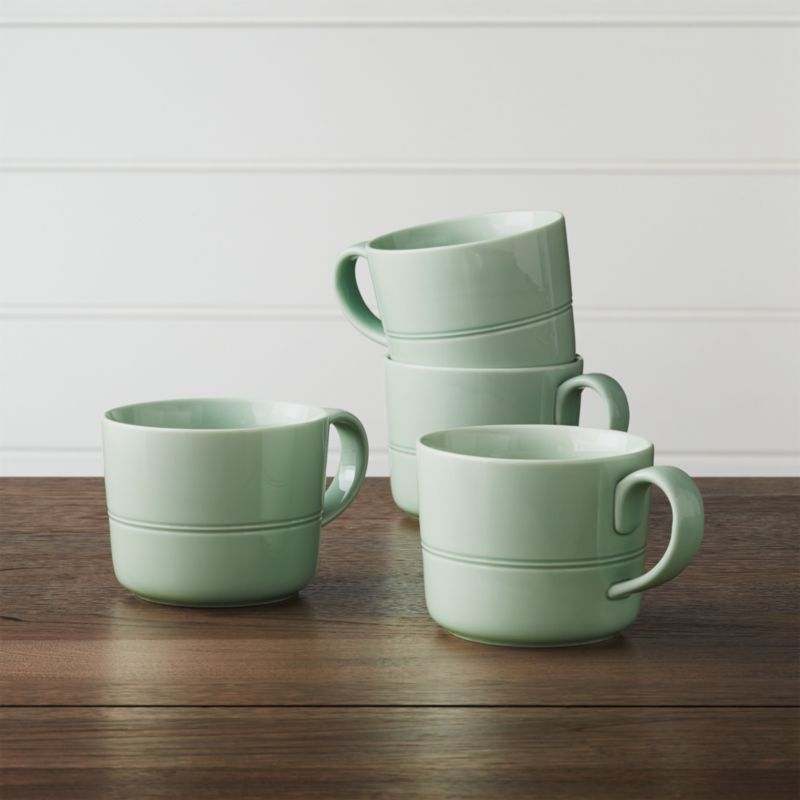 Set of 4 Hue Green Mugs Crate and Barrel