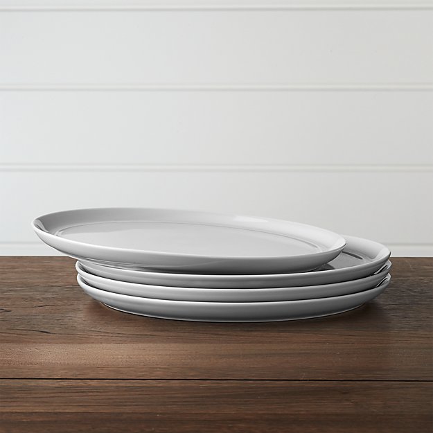 Set of 4 Hue Light Grey Dinner Plates Crate and Barrel