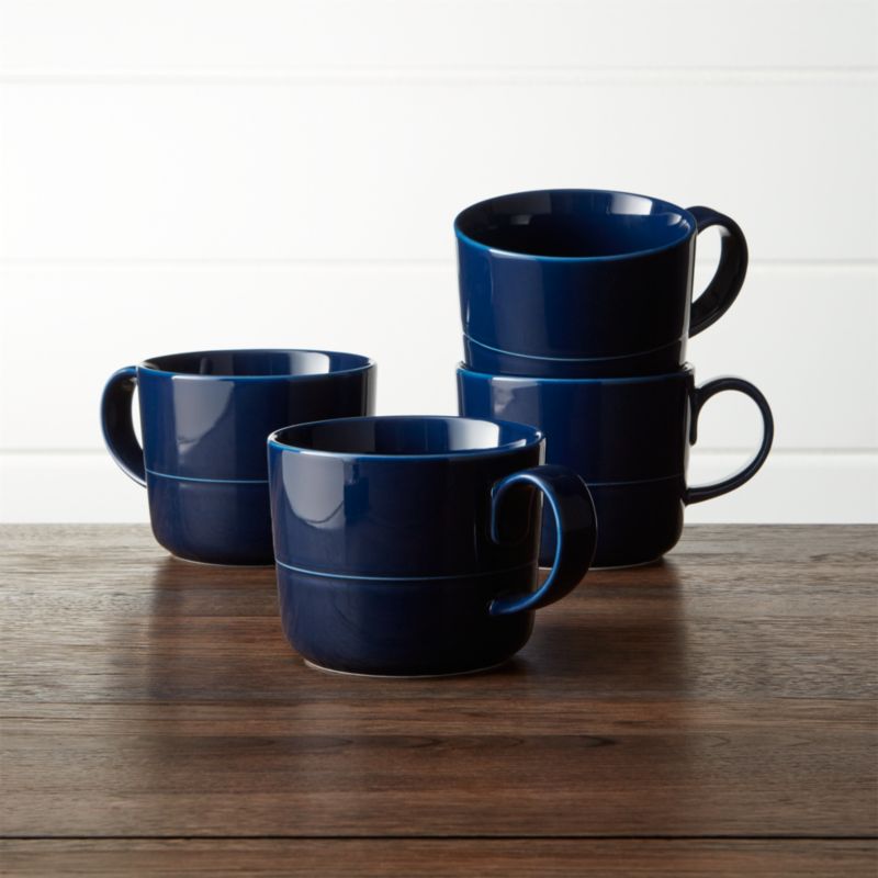 Hue Navy Blue Mugs Set of Four Crate and Barrel