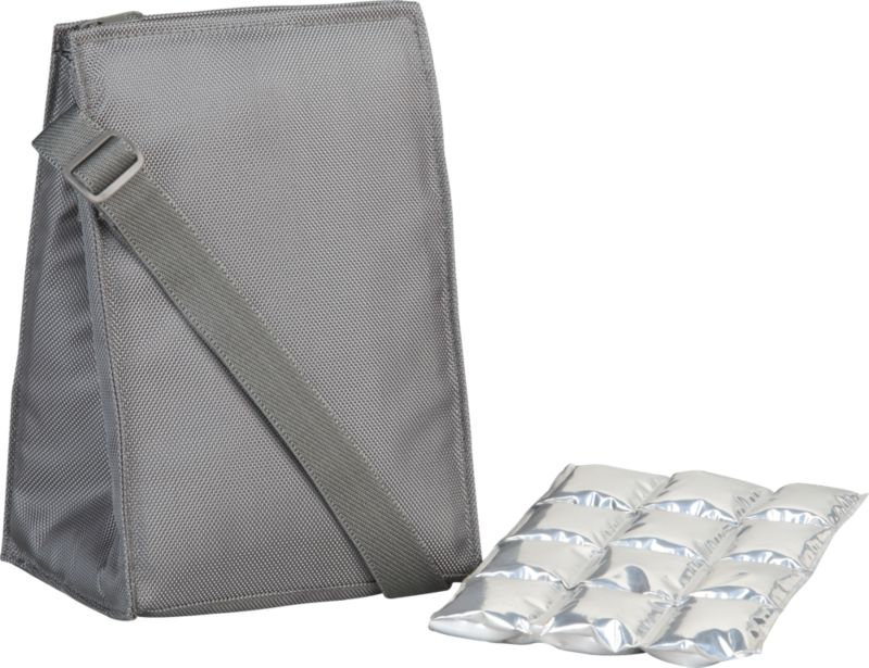 Insulated Grey Lunch Bag with Ice Mat