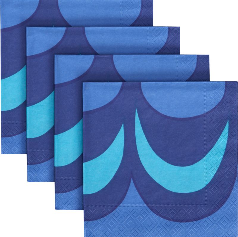 Set of 20 Marimekko Kaivo Blue Paper Luncheon Napkins