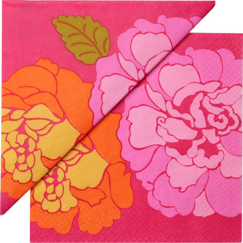 Set of 20 Marimekko Kaneliruusu Pink and Orange Paper 6.5" Napkins