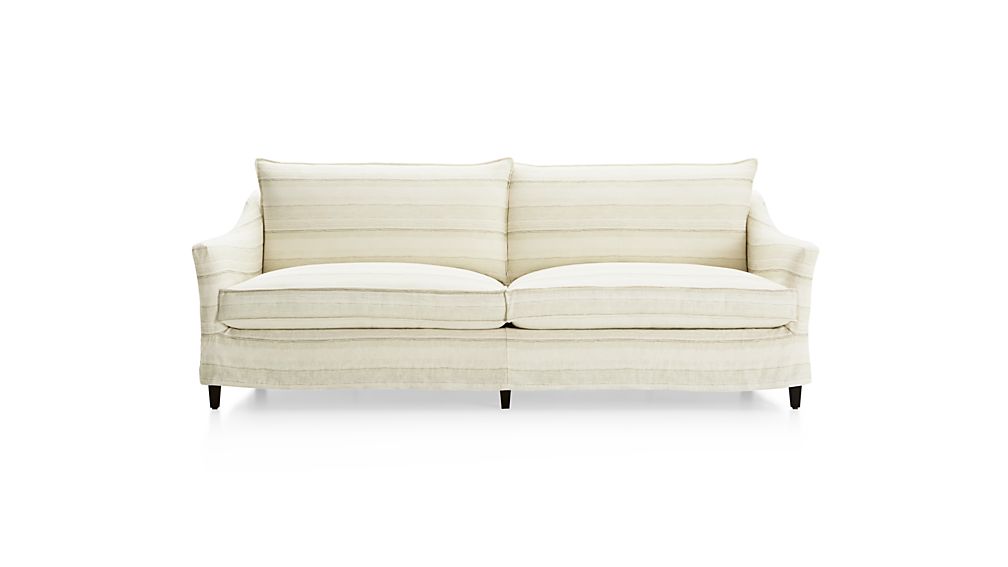 Keely 2Seat Striped Linen Slipcovered Sofa Molly Mint Crate and Barrel