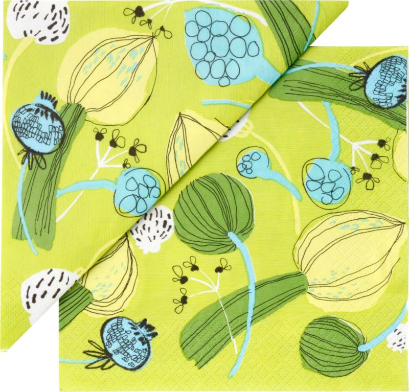 Marimekko Kevatleikki Green and Blue Paper 6.5" Napkins Set of 20