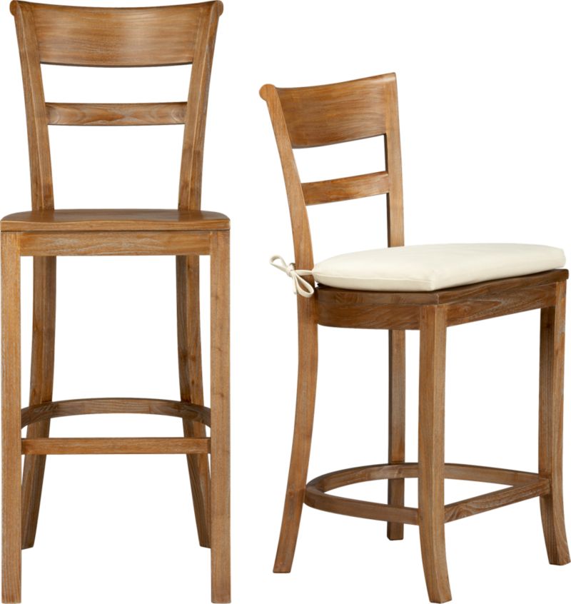Kipling Grey Wash Barstools and Ivory Cushion
