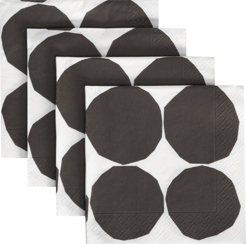Set of 20 Marimekko Kivet Black and White Paper Luncheon Napkins