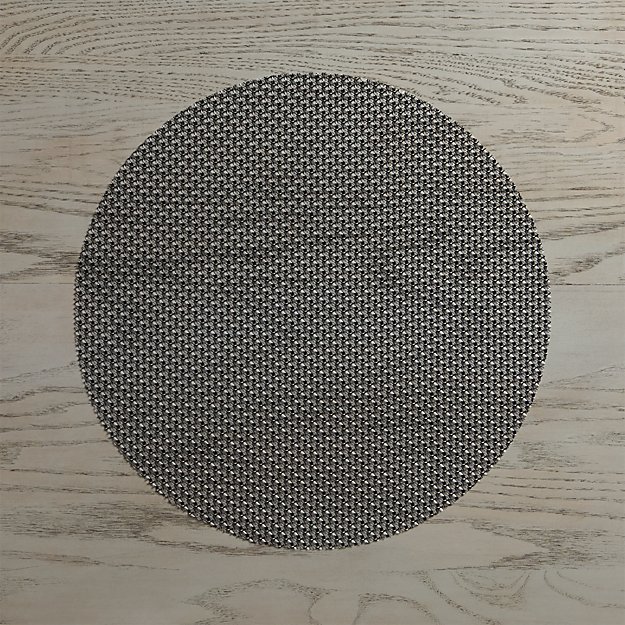 Chilewich Knitty Black Vinyl Round Placemat Crate and Barrel