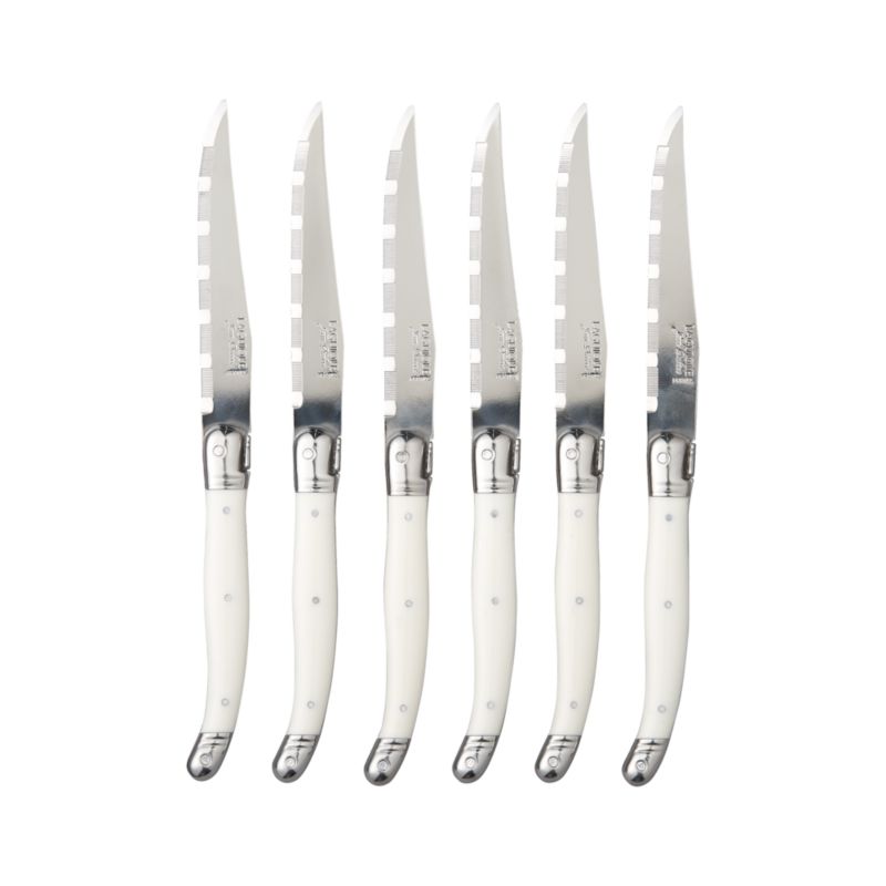 Set of Six Laguiole® White Knives. 9"